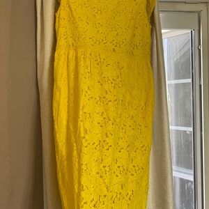 Elegant Yellow Lace Dress